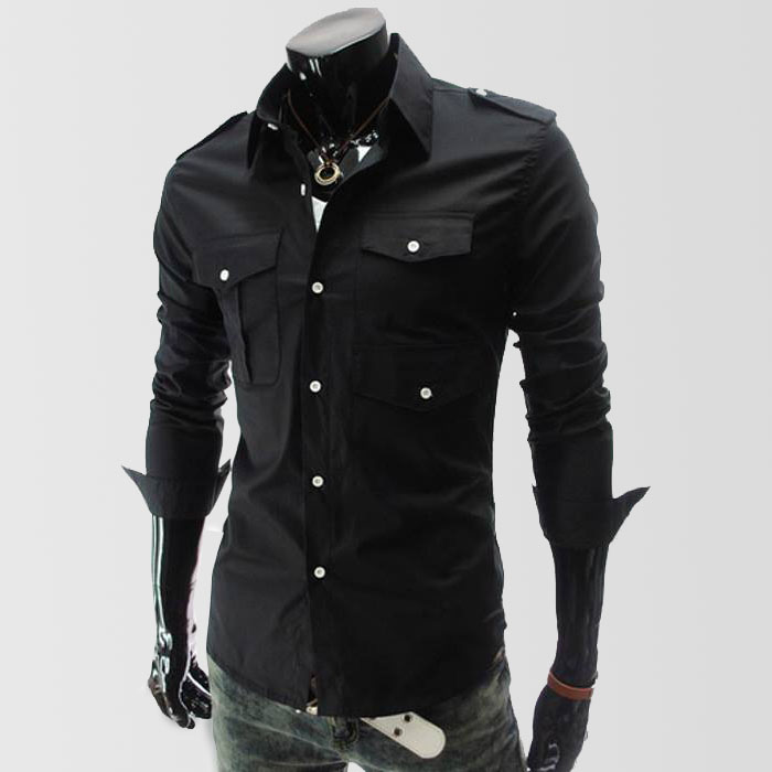Black Designer Shirt with 3 Front 