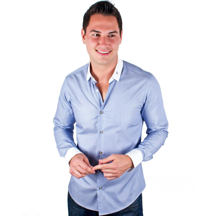 Light Blue Designer Shirt with White 