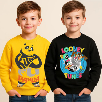Yellow Panda & Black Loony Toon Kids Sweatshirt 
