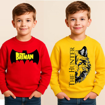 Red & Black Stylish Printed Sweatshirt For Kids