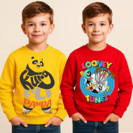Yellow & Red Cartoon Sweatshirt For Kids