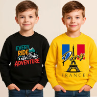 Black & Yellow Graphic Sweatshirt For Kids