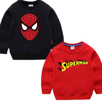 Black Spider Red Superman Sweatshirt For Kids
