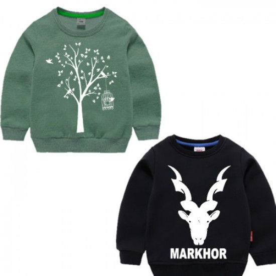 Black & Army Green Printed Stylish Kids Sweatshirt