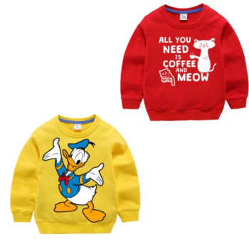 Yellow & Red Graphic Sweatshirt For Kids