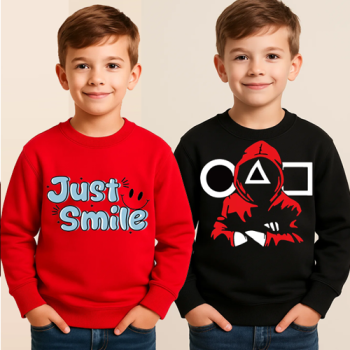 Black & Red Printed Kids Sweatshirt
