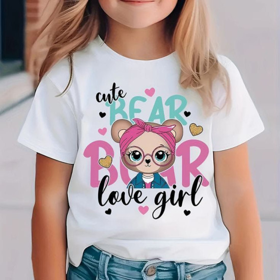 White Bear Love Girls Tshirt For Kids White Bear Love Girls Tshirt For Kids