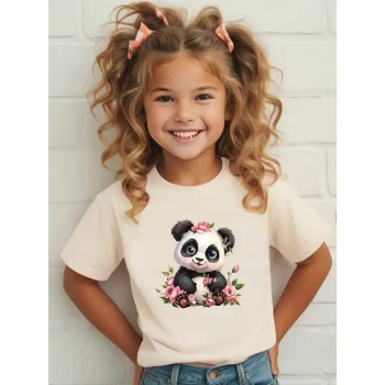 White Panda Printed Tshirt For Girls White Panda Printed Tshirt For Girls