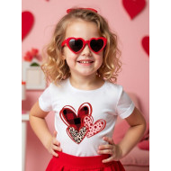 White Heart Printed Tshirt For Kids