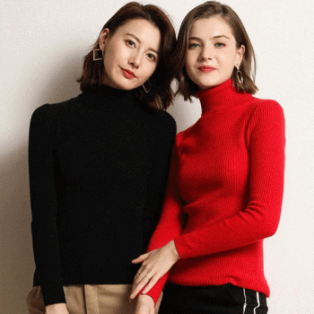 Red & Black High Neck Jumper For Women's
