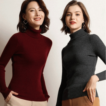 Maroon & Charcoal Grey High Neck Jumper For Women's