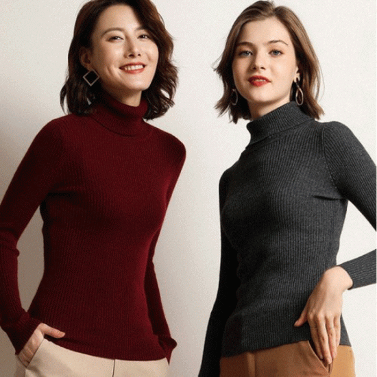 Maroon & Charcoal Grey High Neck Jumper For Women's Maroon & Charcoal Grey High Neck Jumper For Women's