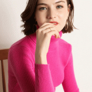 Pink High Neck Jumper For Women's