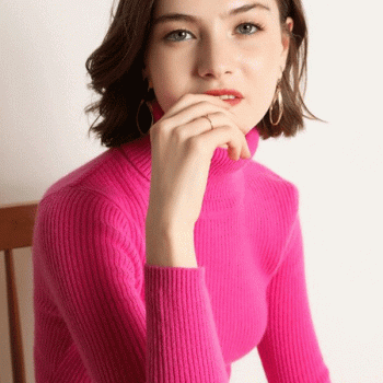 Pink High Neck Jumper For Women's