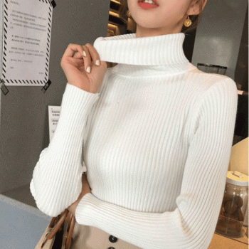 White High Neck Jumper For Women's