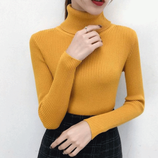 Mustard Yellow High Neck Jumper For Women's Mustard Yellow High Neck Jumper For Women's