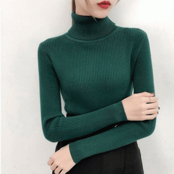 Bottle Green High Neck Jumper For Women's