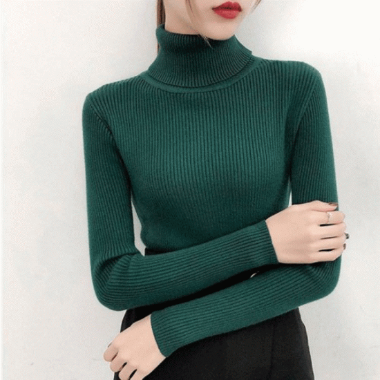 Bottle Green High Neck Jumper For Women's Bottle Green High Neck Jumper For Women's