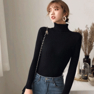 Black High Neck Jumper For Women's