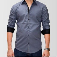 Grey Designer Shirt with Black Contrast 