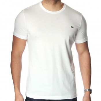 White Round Neck Lacoste T-Shirt 