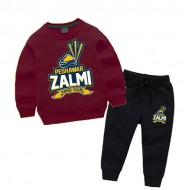 Peshawar Zalmi Maroon Fleece Tracksuit For kids