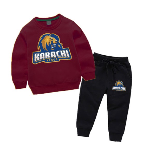 Karachi Kings Maroon Fleece Tracksuit For kids