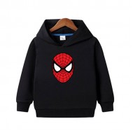 Spiderman Black Printed Hoodie For Kid