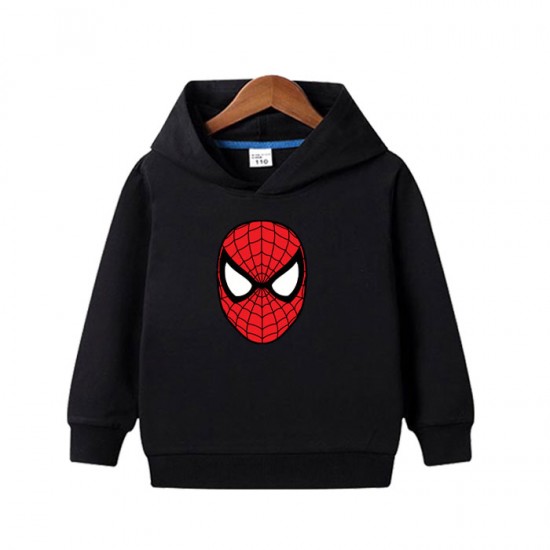 Spiderman Black Printed Hoodie For Kid