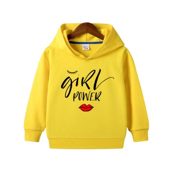 Girls Power Pullover Kids Hoodie in Yellow