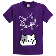 Stay Beautiful Purple Printed T-Shirt For Ladies