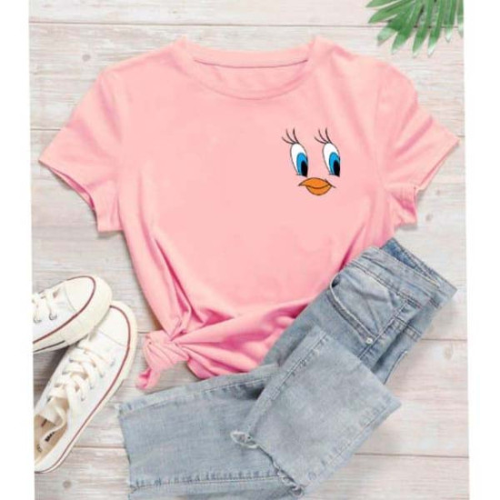 Twiti Pink Printed T-Shirt For Girls Twiti Pink Printed T-Shirt For Girls