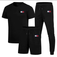 Tommy Logo High-Quality Black Summer Suit