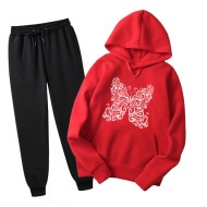 Butterfly Logo Red Tracksuit For Women