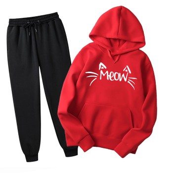 Meow Red Tracksuit For Women