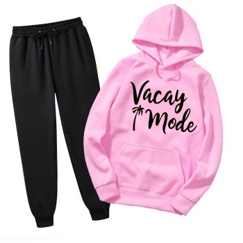 Vacay Mode Pink Tracksuit For Ladies