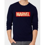 Marvel Navy Blue Full Sleeves Printed T-Shirt For Men's