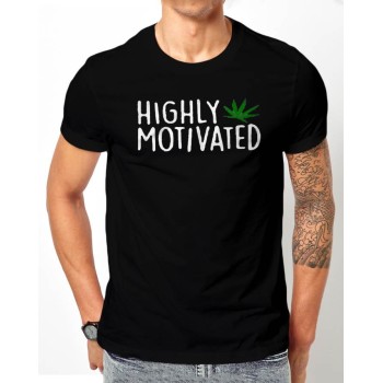 Highly Motivated Black Half Sleeves T-Shirt