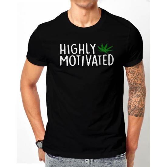 Highly Motivated Black Half Sleeves T-Shirt