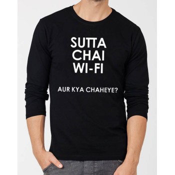 Sutta Chai Black Full Sleeves T-Shirt For Boys