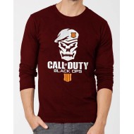 Call of Duty Maroon Full Sleeves Printed T-Shirt For Boys