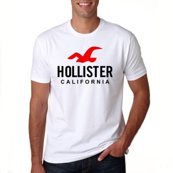 Hollister White Half Sleeves Printed T-Shirt