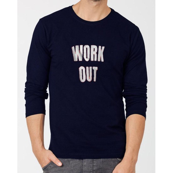 Workout Navy Blue Full Sleeves T-Shirt