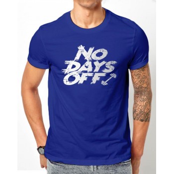 No Days Off Blue Half Sleeves Printed T-Shirt