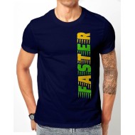 Faster Navy Blue Half Sleeves Printed T-Shirt