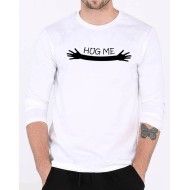 Hug me White Full Sleeves Printed T-Shirt For Men's