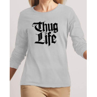 Thug Life Grey Full Sleeves T-Shirt For Women