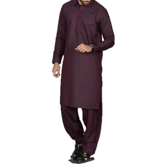 Purple Blended Fabric Funky Shalwar Kurta 