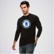 Black Round Neck Full Sleeves Chelsea Logo T-Shirt 