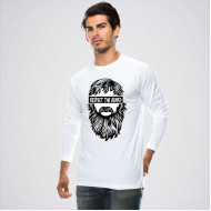 White Round Neck Full Sleeves Respect The Bread T-Shirt 